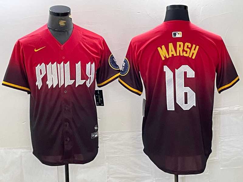 Men%27s Philadelphia Phillies #16 Brandon Marsh Red 2024 City Cool Base Jersey